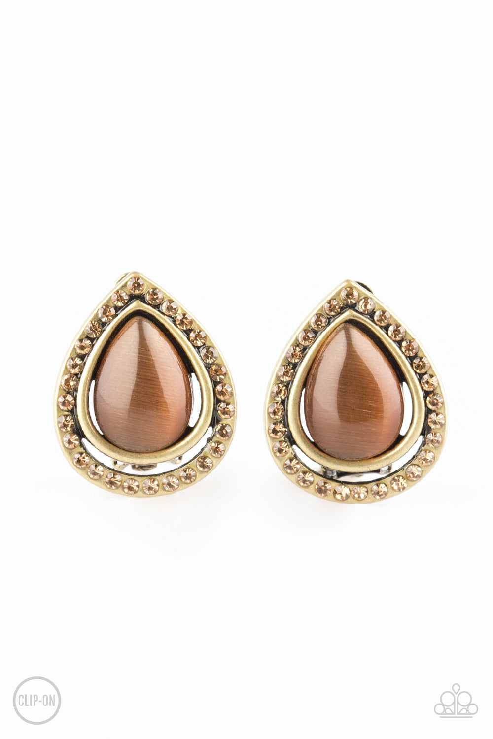 Noteworthy Shimmer - brass - Paparazzi CLIP ON earrings