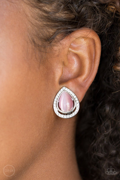 Noteworthy Shimmer-pink-CLIP ONS-Paparazzi earrings