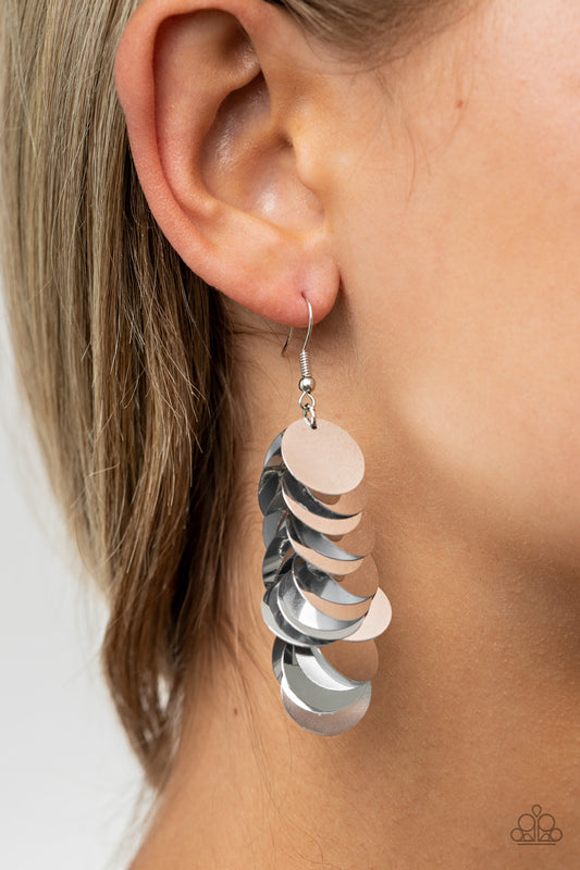 Now You SEQUIN - silver - Paparazzi earrings