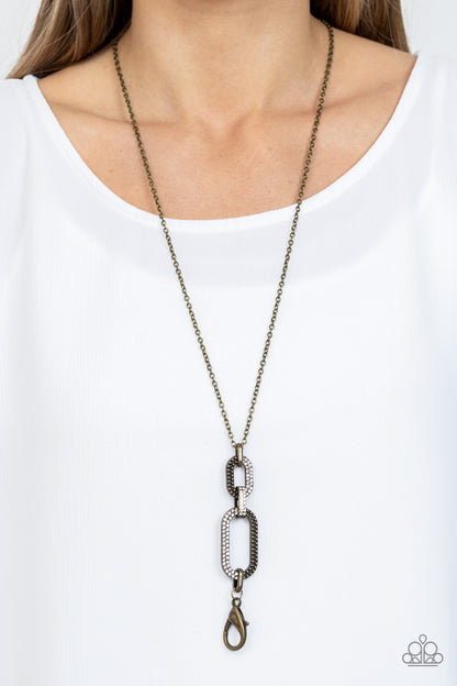 OVAL-Statement of the Year - brass - Paparazzi LANYARD necklace
