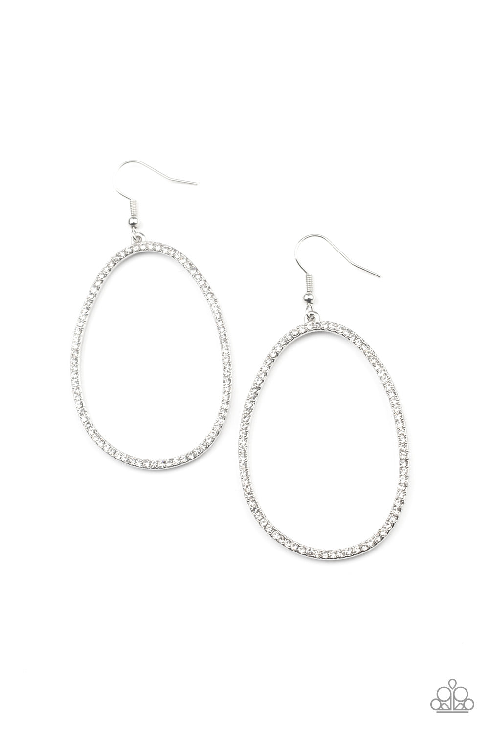 OVAL-ruled! - white - Paparazzi earrings