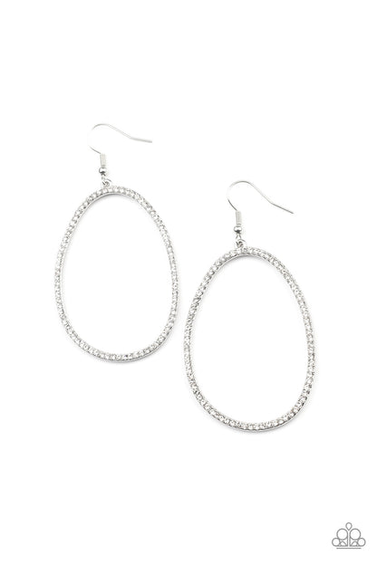 OVAL-ruled! - white - Paparazzi earrings