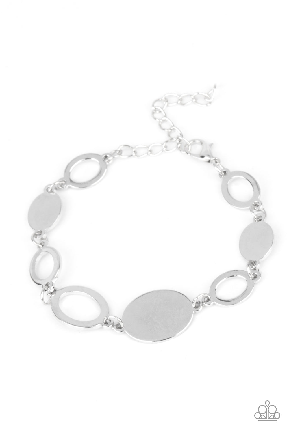 OVAL and Out - silver - Paparazzi bracelet