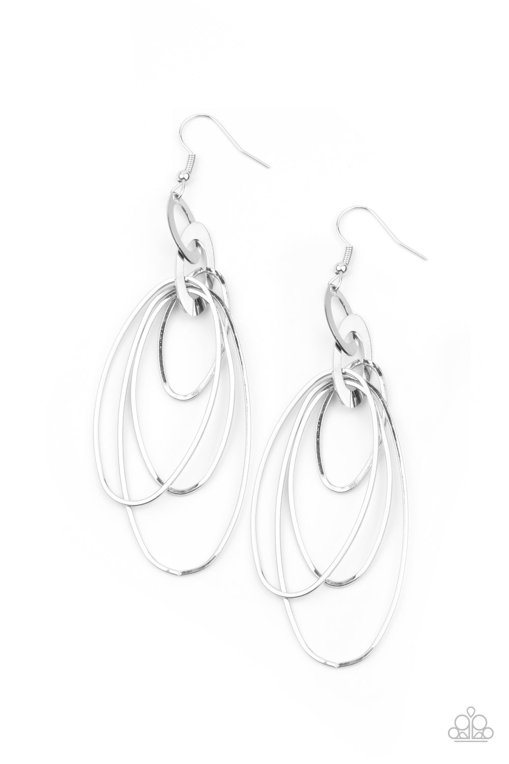 OVAL the Moon - silver - Paparazzi earrings
