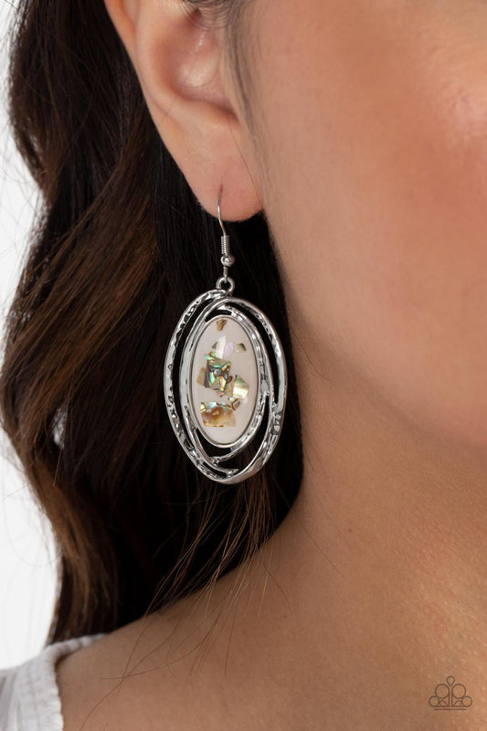 Ocean Floor - white - Paparazzi earrings