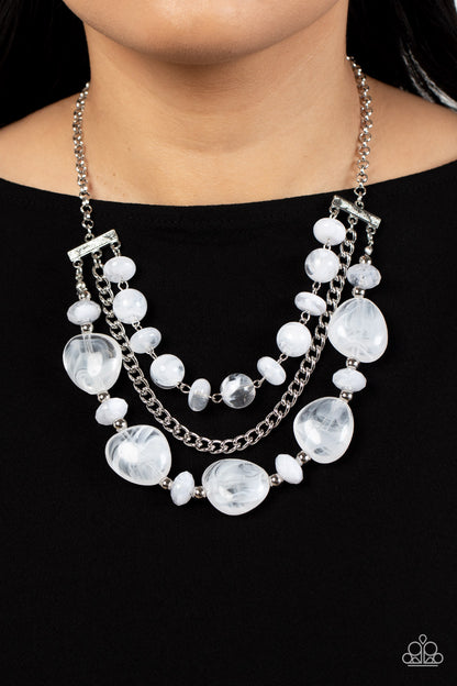 Oceanside Service - white - Paparazzi necklace