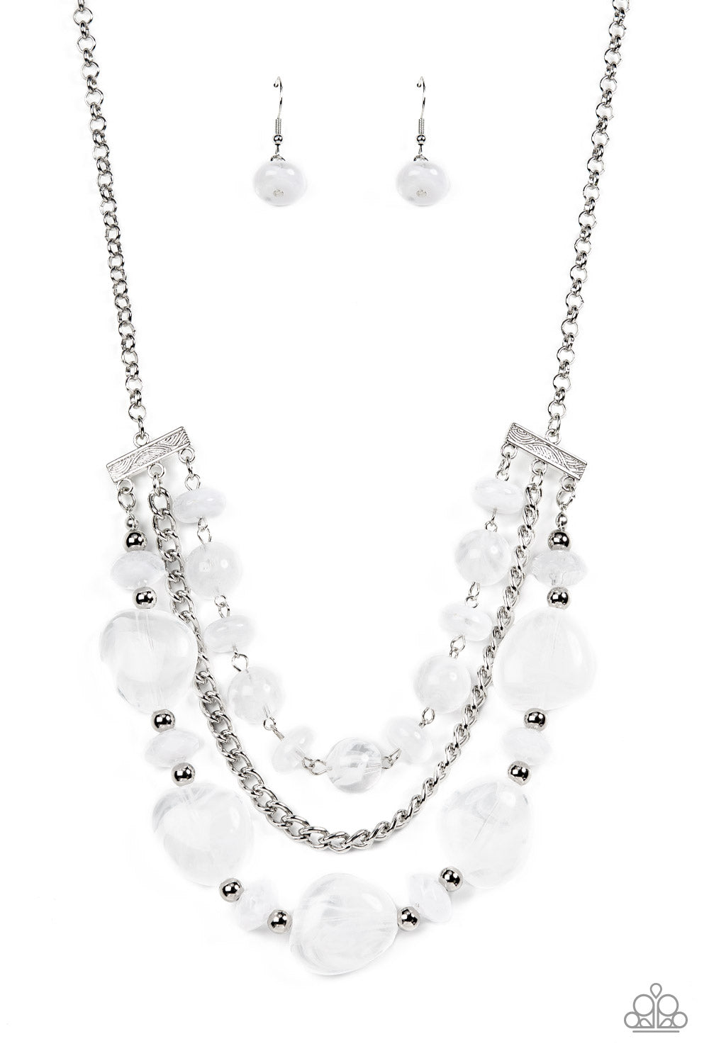 Oceanside Service - white - Paparazzi necklace