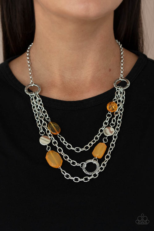 Oceanside Spa - orange - Paparazzi necklace