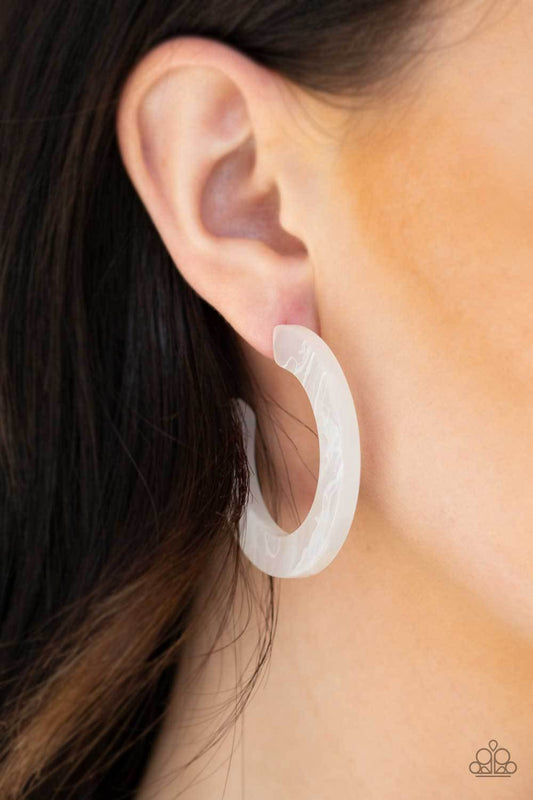 Oceanside Oasis-white-Paparazzi earrings