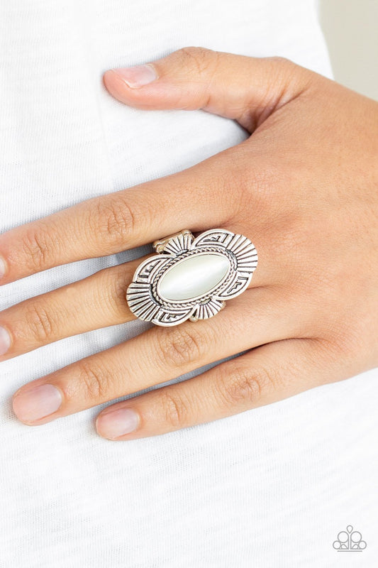 Oceanside Oracle-white-Paparazzi ring