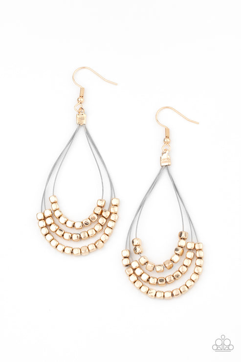 Off The Blocks Shimmer - gold - Paparazzi earrings – JewelryBlingThing