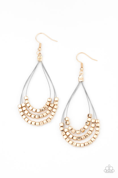 Off The Blocks Shimmer - gold - Paparazzi earrings