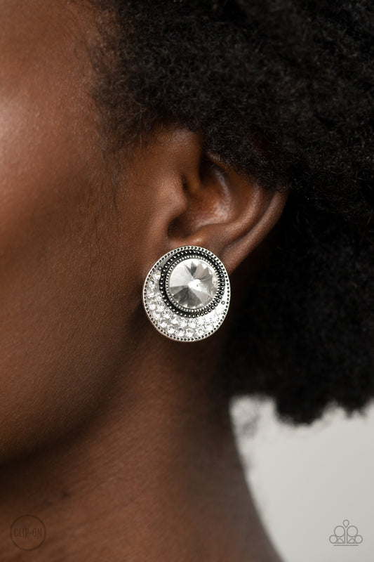 Off The RICHER-Scale - white - Paparazzi CLIP ON earrings