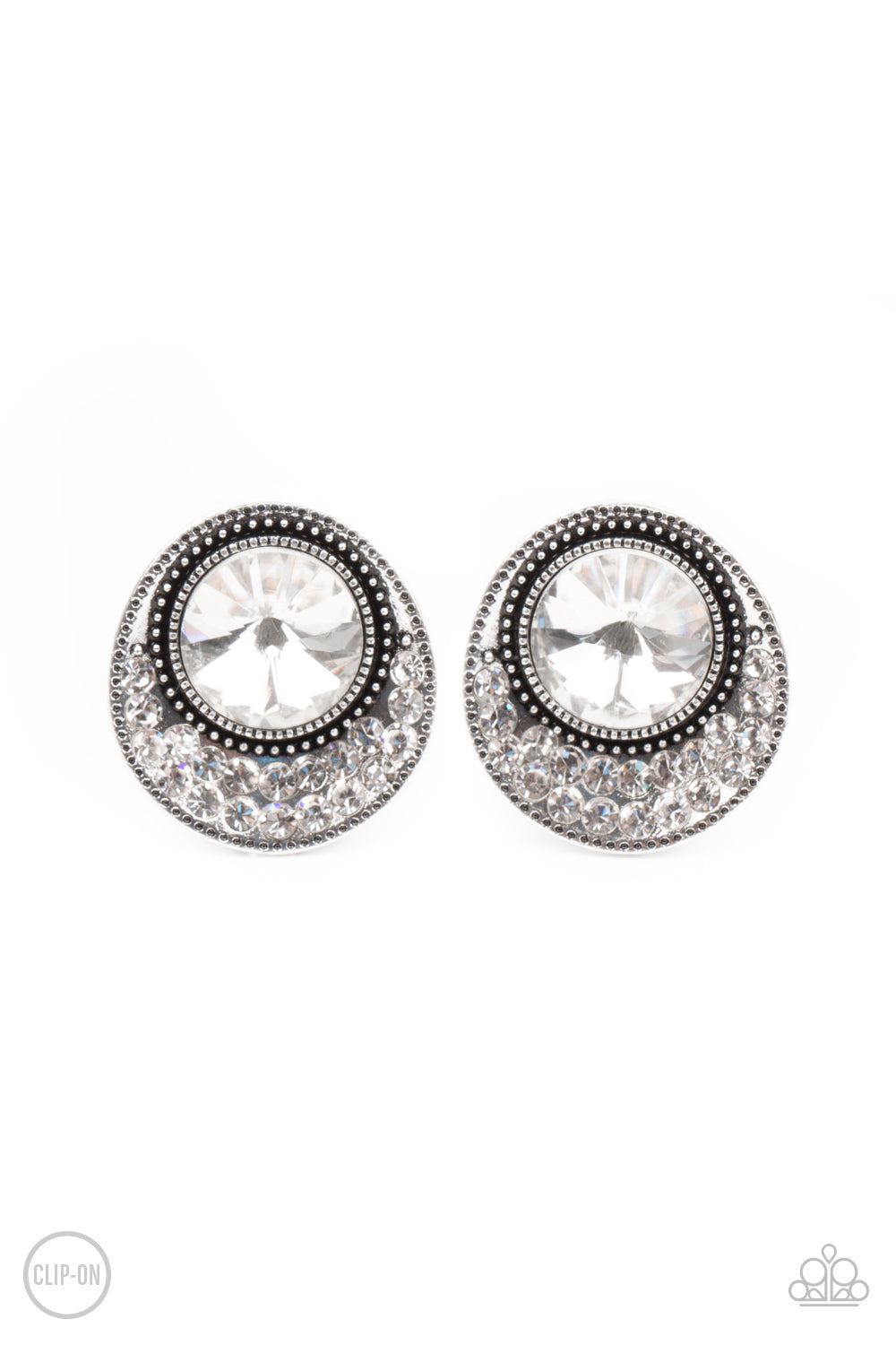 Off The RICHER-Scale - white - Paparazzi CLIP ON earrings