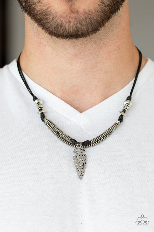 Off With His ARROWHEAD-black-Paparazzi mens necklace