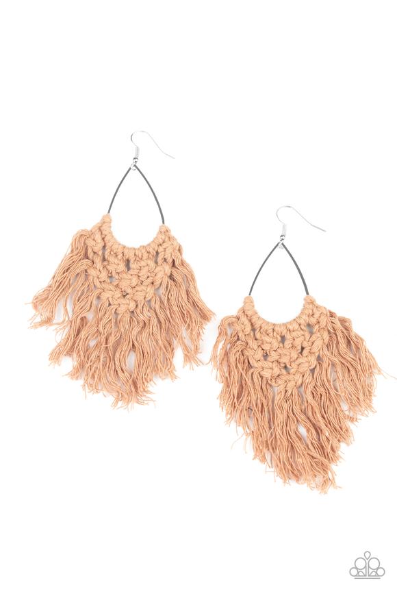 Oh MACRAME, Oh My - brown - Paparazzi earrings