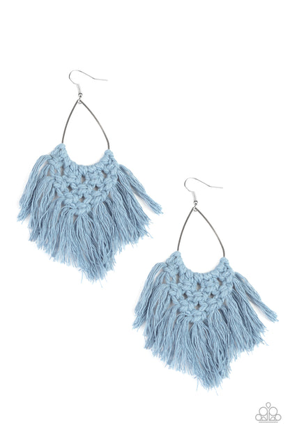 Oh Macrame, Oh My - blue - Paparazzi earrings