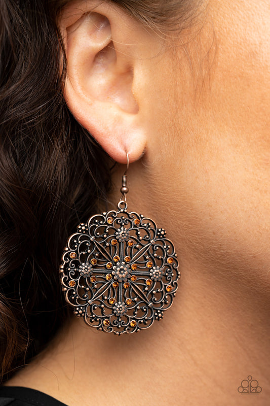 Oh Mandala - copper - Paparazzi earrings