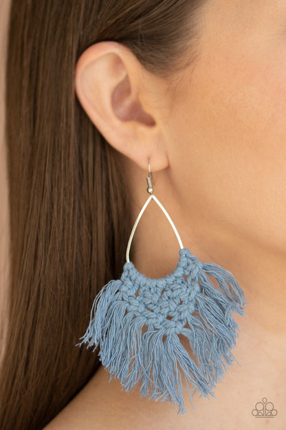 Oh Macrame, Oh My-blue-Paparazzi earrings