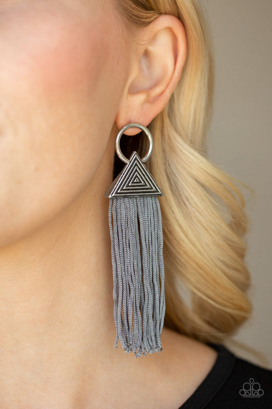 Oh My Giza-silver-Paparazzi earrings