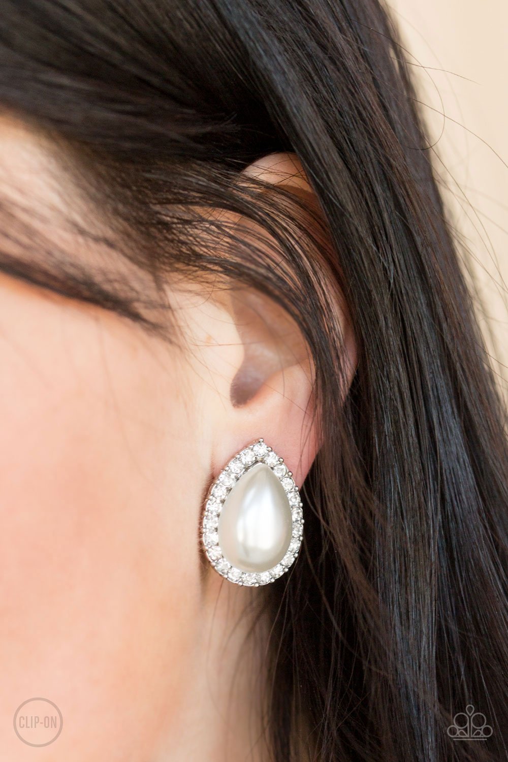Old Hollywood Opulence-white-Paparazzi earrings