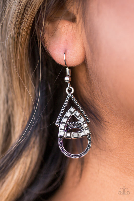 On the Edge of Your Seat - silver - Paparazzi earrings