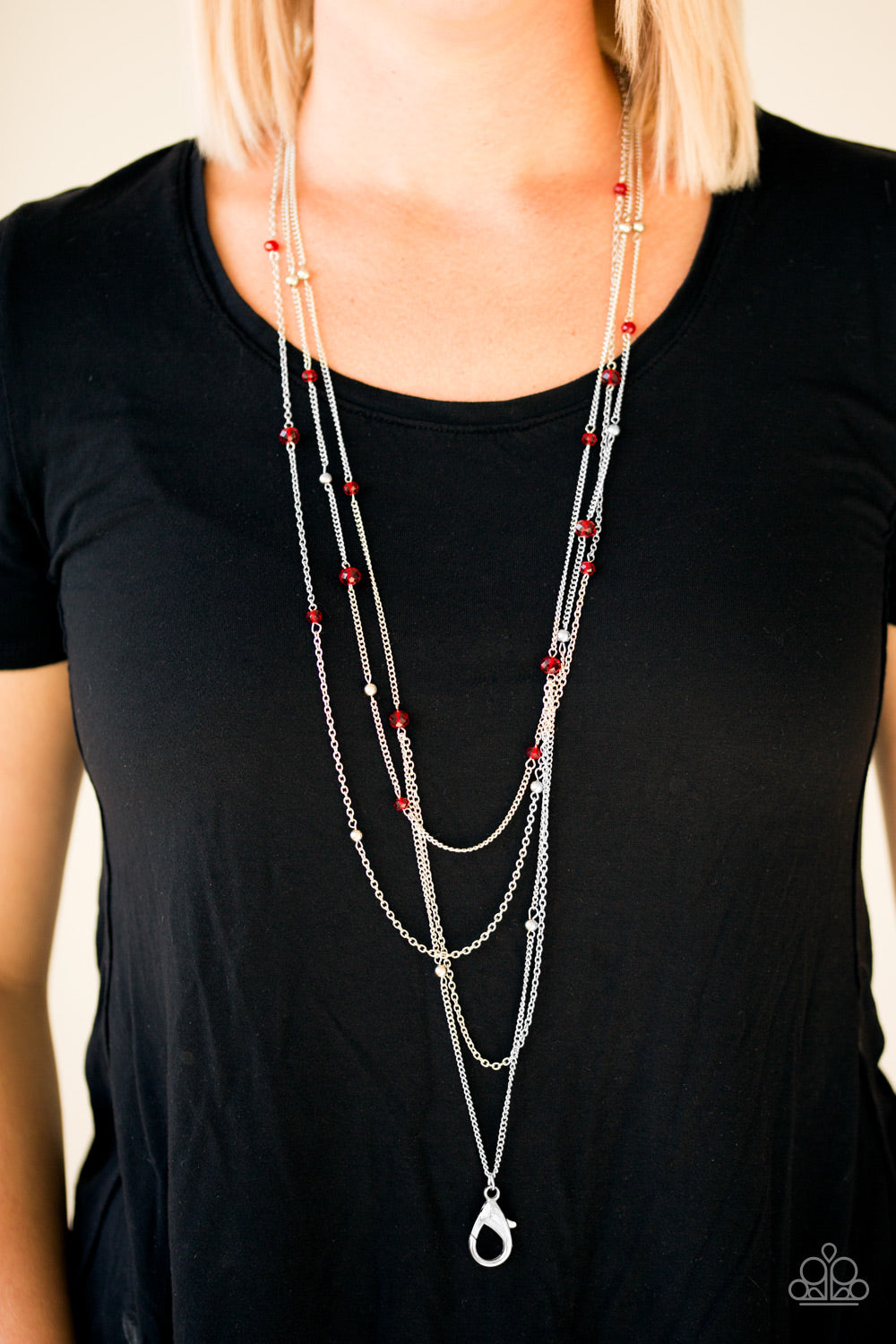 On the Front SHINE - red Paparazzi lanyard