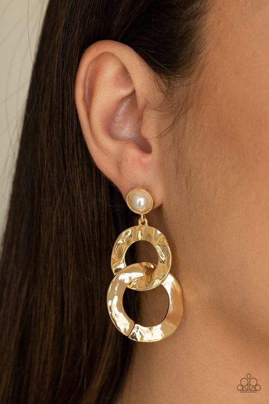 On Scene-gold-Paparazzi earrings