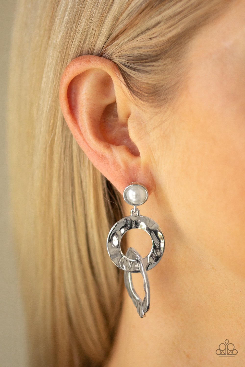 On Scene-white-Paparazzi earrings