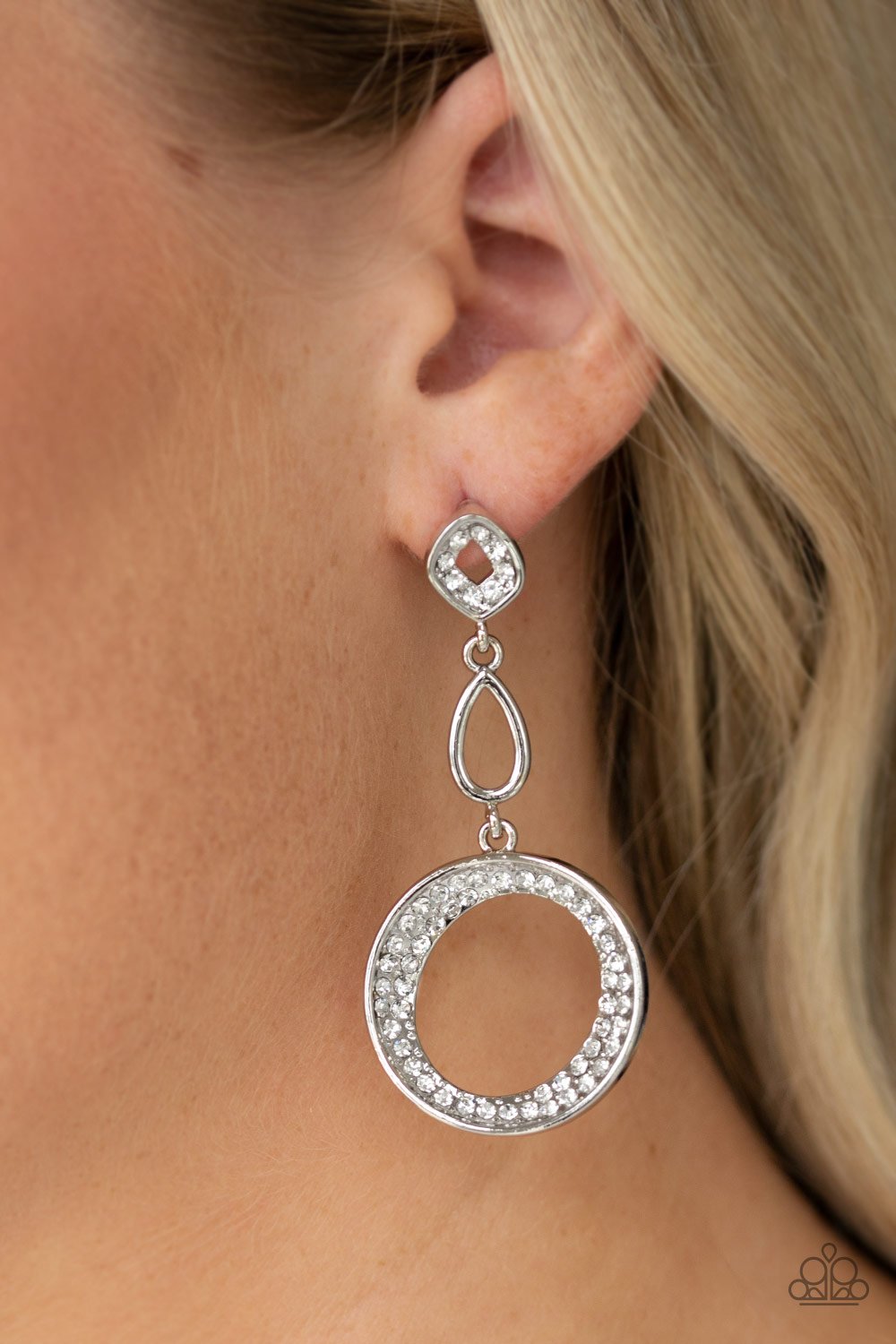On the Glamour Scene-white-Paparazzi earrings