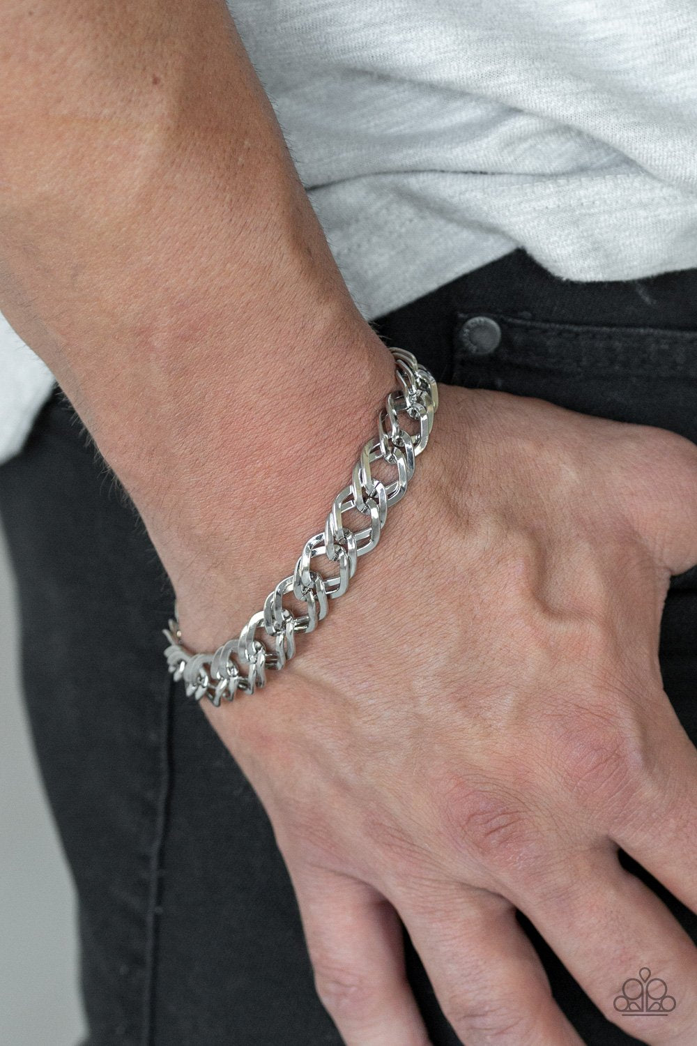 On the Ropes - silver - Paparazzi mens bracelet