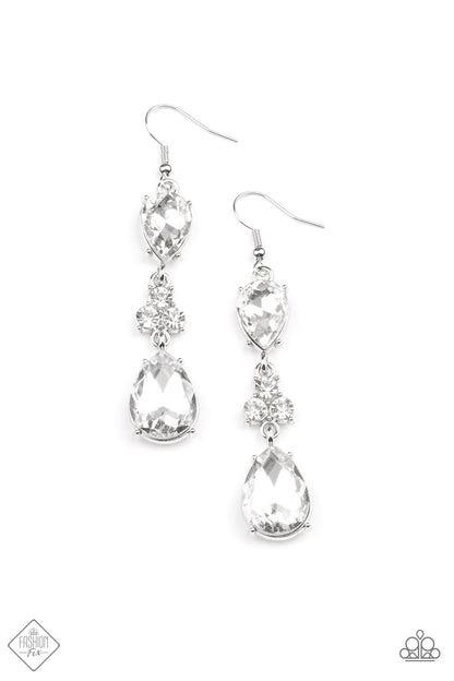 Once Upon a Twinkle - white - Paparazzi earrings