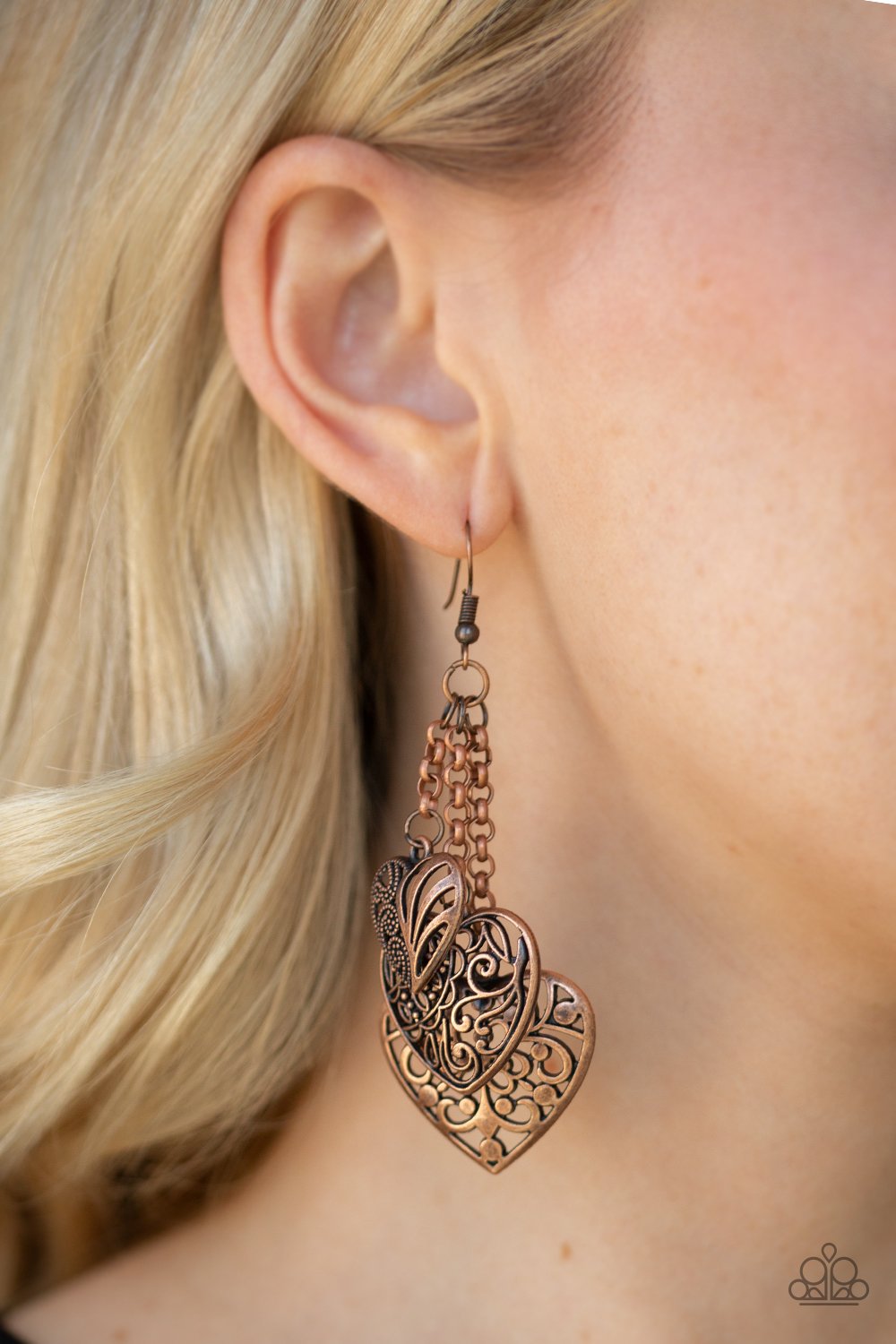 Once Upon a Heart-copper-Paparazzi earrings