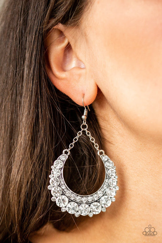 Once in A Showtime-white-Paparazzi earrings