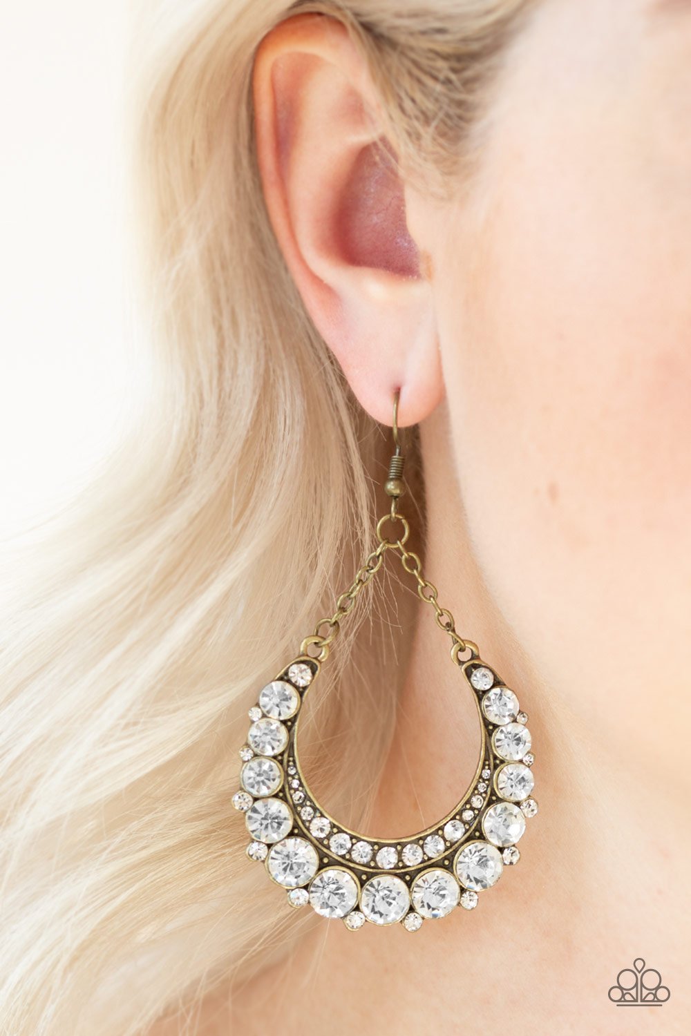 Once in a Showtime-brass-Paparazzi earrings