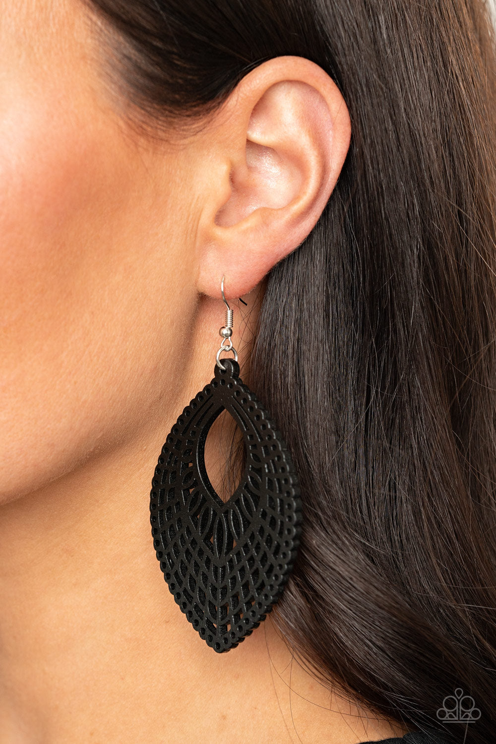 One Beach At A Time - black - Paparazzi earrings