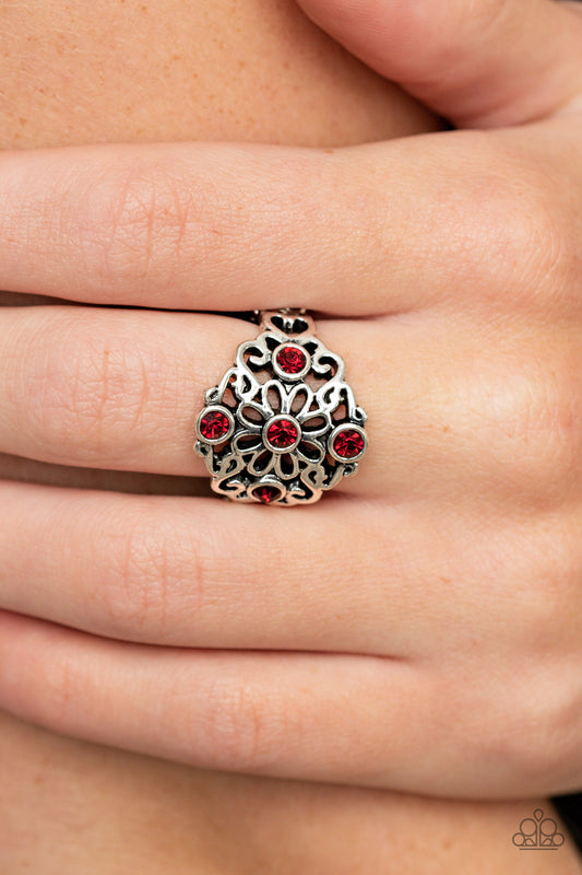 One DAISY At A Time - red - Paparazzi ring