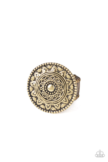 One In A MEDALLION - brass - Paparazzi ring