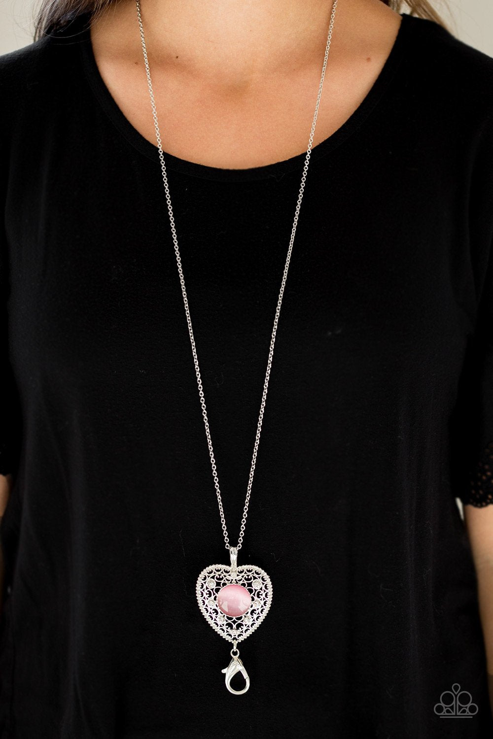 One Heart - pink - Paparazzi LANYARD necklace