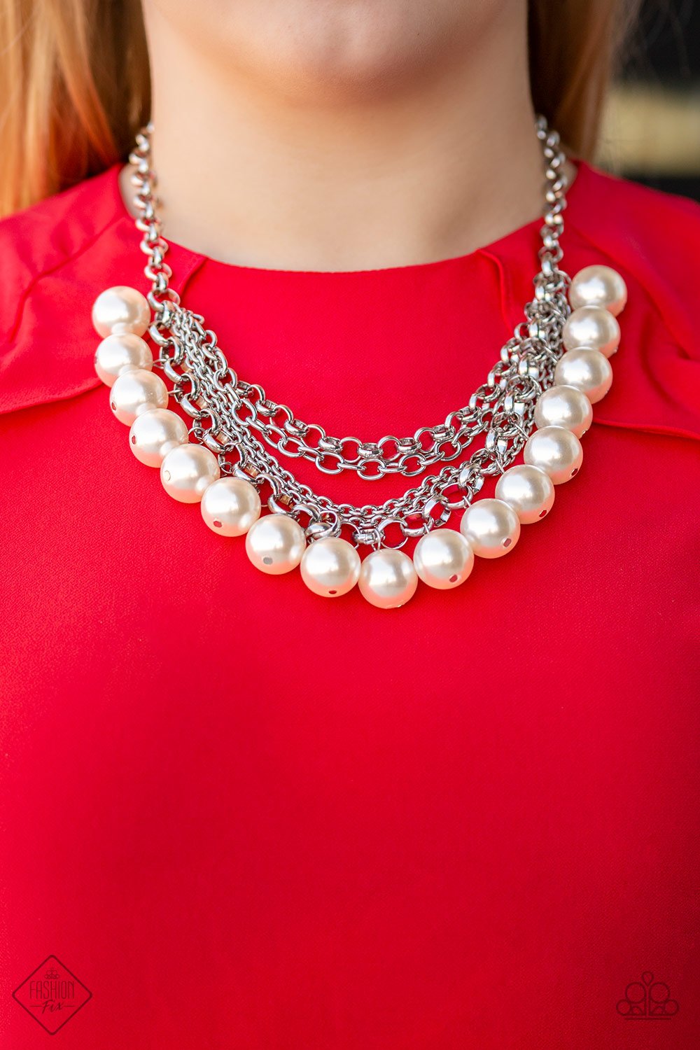 One Way Wall Street-white-Paparazzi necklace