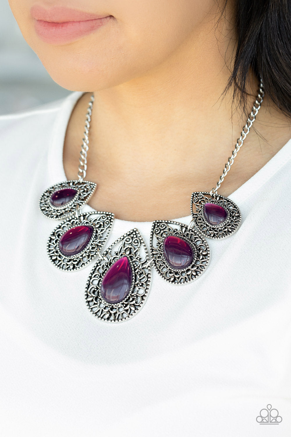 Opal Auras - purple - Paparazzi necklace