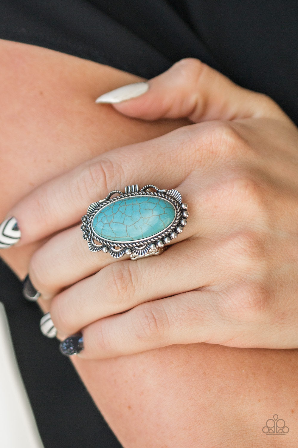 Open Range - blue - Paparazzi ring