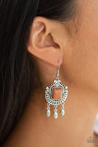 Open Pastures-brown-Paparazzi earrings