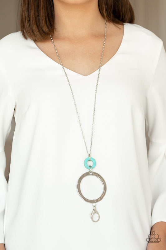 Optical Illusion-blue-Paparazzi LANYARD necklace