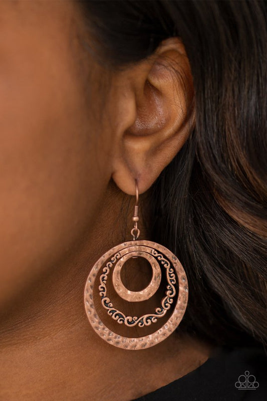 Out of Control Shimmer - copper - Paparazzi earrings
