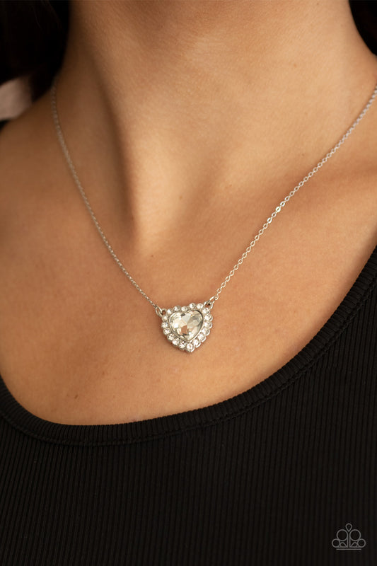 Out of the GLITTERY-ness of Your Heart - white - Paparazzi necklace