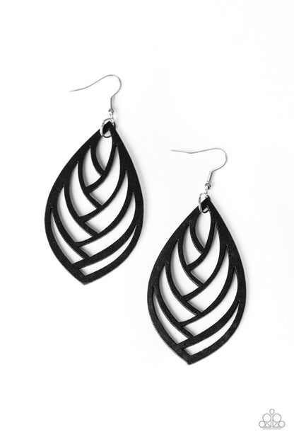 Out of the Woodwork - black - Paparazzi earrings