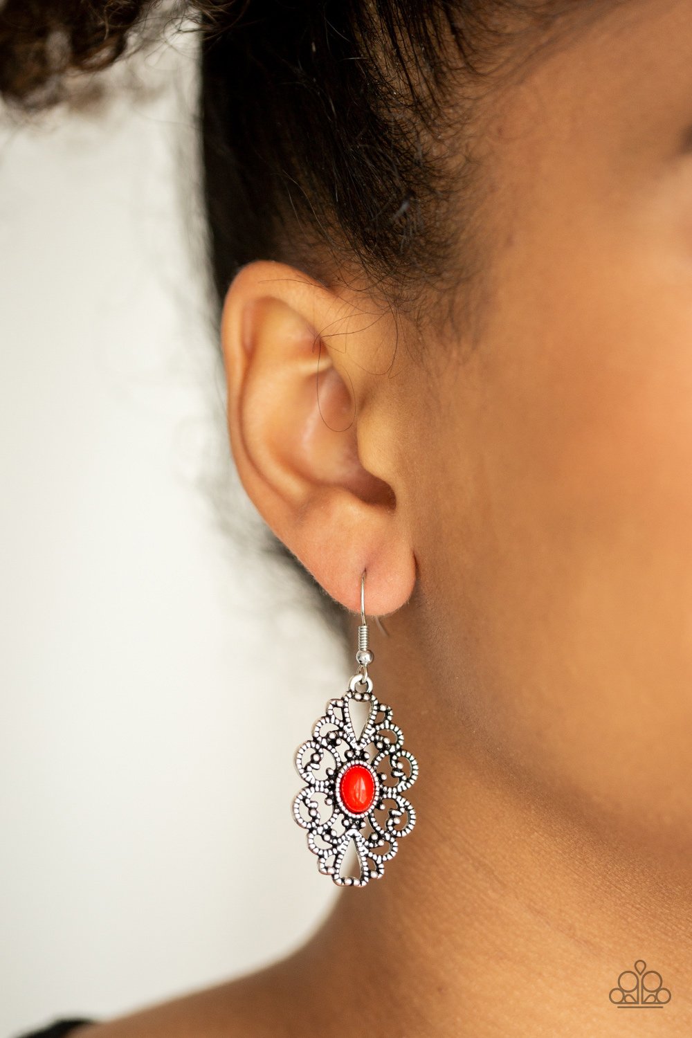 Over the Pop-red-Paparazzi earrings