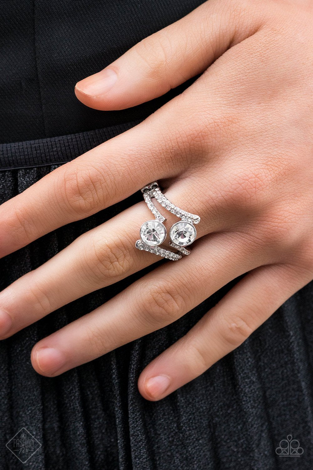 Over the Top Glamour-white-Paparazzi ring