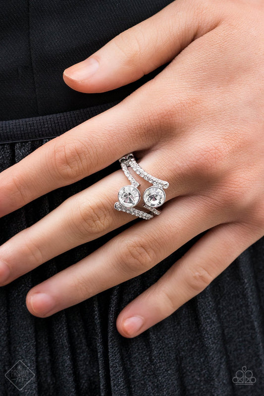 Over the Top Glamour-white-Paparazzi ring